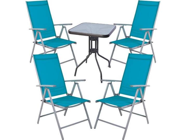 Mojawo, Gartentisch + Balkontisch, 5-tlg Bistro Garnitur Bistromöbel Klappstuhl Sitzgruppe Hochlehner (60 cm) von Galaxus