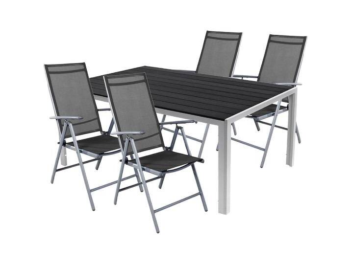 Mojawo, Gartentisch + Balkontisch, 5tlg Gartenmöbel Set Alu Anthrazit Non-Wood 150x90cm 4 Hochlehner (150 cm) von Galaxus