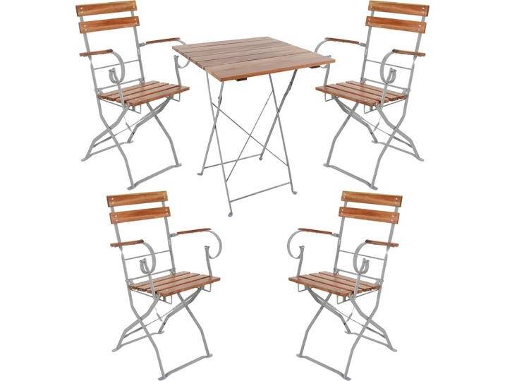 Mojawo, Gartentisch + Balkontisch, Biergarten Set Klapptisch + 2 Klappstühle mit Armlehnen Akazie 70x70cm (70 cm) von Galaxus