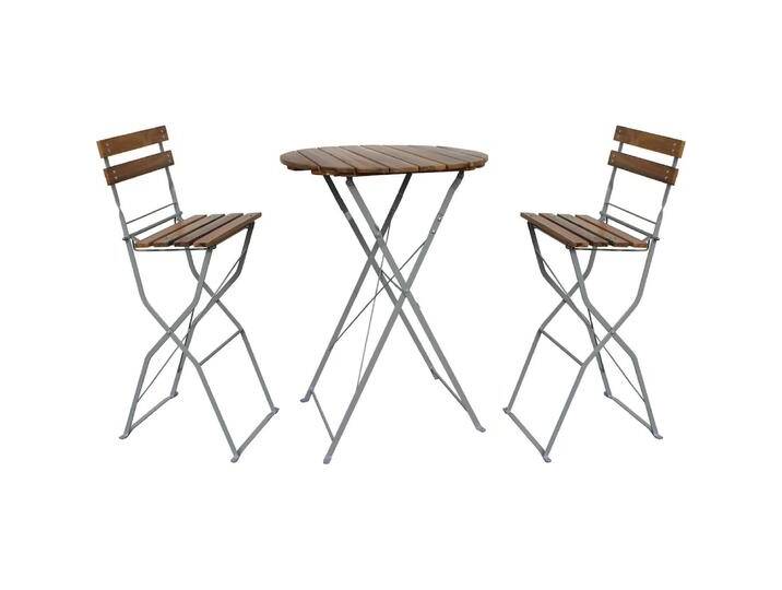 Mojawo, Gartentisch + Balkontisch, Biergarten Set Stehtisch + 2 Klapp Hochstühle Akazie 80x80x110cm (80 cm) von Galaxus