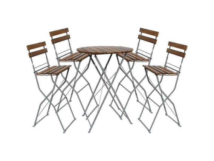 Mojawo, Gartentisch + Balkontisch, Biergarten Set Stehtisch + 4 Klapp Hochstühle Akazie 80x80x110cm (80 cm) von Galaxus
