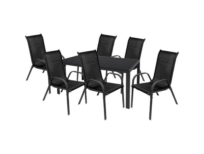 Mojawo, Gartentisch + Balkontisch, Gartengarnitur Sitzgarnitur 7-teilig 150x90cm Anthrazit/Schwarz (150 cm) von Galaxus