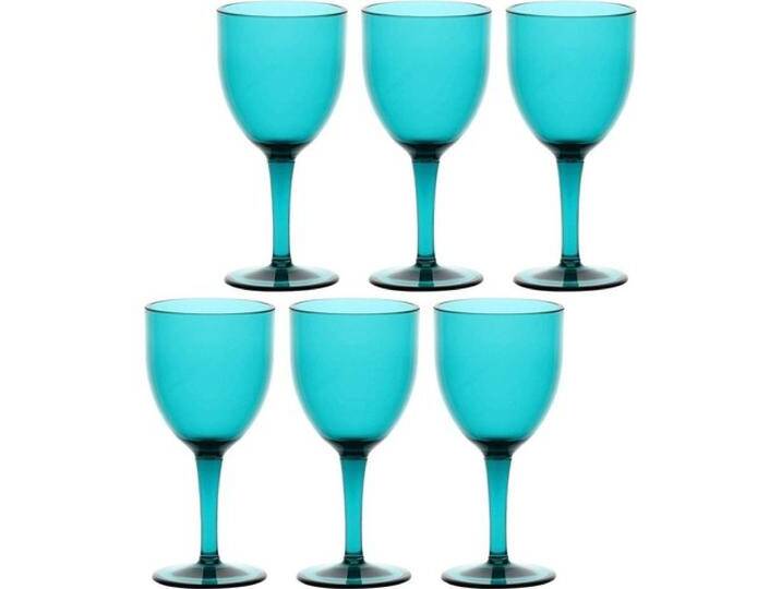 Rose Tulipani ROSE&TULIPANI FIABA Set of 6 Acrylic Wine Glasses 400 ml Turquoise, Weingläser, Türkis von Galaxus