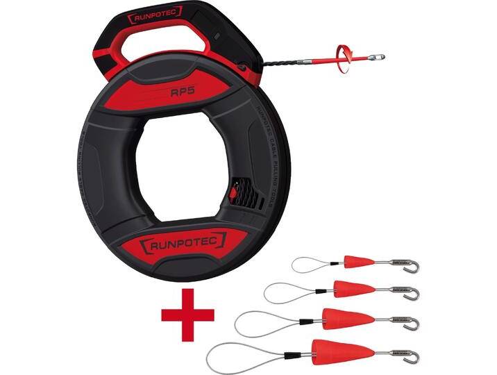Runpotec, Kabeleinziehsystem, RUNPO 11142 RUNPO 5 30m+RUNPOFIX Set Haken KabeleinziehgerÃ¤t (30 m) von Galaxus
