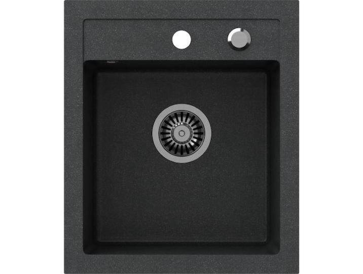 Steiner, Spülbecken, JOHNNY 100 Steingran black granite sink 1 bowl without (43x50x20), with siphon and plug, stainless s (Einbauspüle, 50 cm) von Galaxus