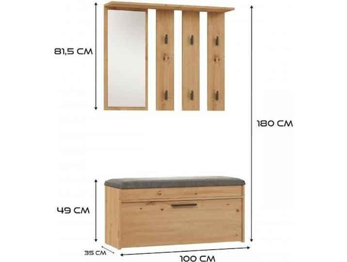 Topeshop, Vitrine + Buffetschrank, Kleiderschrank PARMA 100x35x180 cm handwerkliche Eiche (100 x 35 x 180 cm) von Galaxus