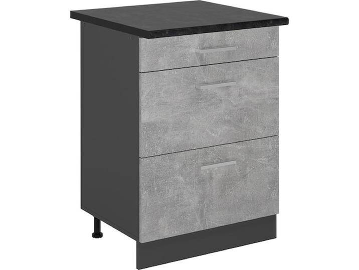 Vicco, Regal, Küchenunterschrank R-Line, Beton/Anthrazit, 60 cm mit Schubladen, AP Anthrazit von Galaxus