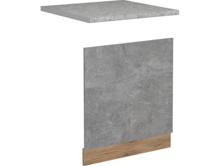 Vicco Geschirrspülblende R-Line, Beton/Goldkraft Eiche, 60 cm, AP Marmor, Geschirrspüler Zubehör, Braun von Galaxus