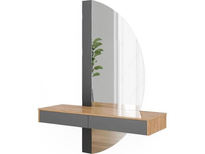 Vicco Schminktisch Melisa Eiche Grau 120 cm mit 2 Schubladen, großem Spiegel, modernem Design, Massivholz von Galaxus