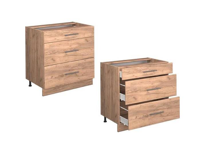 Vicco, Regal, Küchenunterschrank Fame-Line, Goldkraft Eiche/Goldkraft Eiche, 80 cm mit 3 Schubladen, AP Eiche Vicco, Regal, Küchenunterschrank Fame-Line, Goldkraft Eiche/Goldkraft Eiche, 80 cm mit 3 Schubladen, AP Eiche von Galaxus