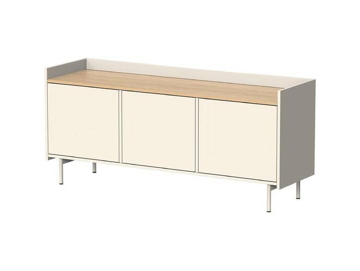 Vichy, TV Möbel, Lowboard Velina, Creme/Eiche, 140 x 63 cm mit 3 Türen von Galaxus