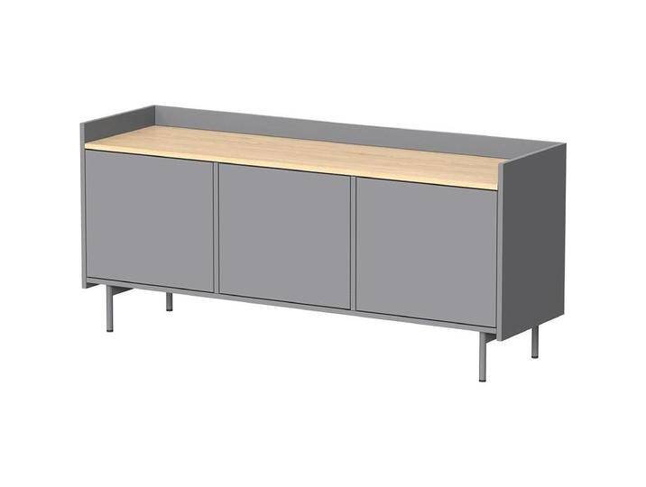 Vichy, TV Möbel, Lowboard Velina, Grau/Eiche, 140 x 63 cm mit 3 Türen von Galaxus