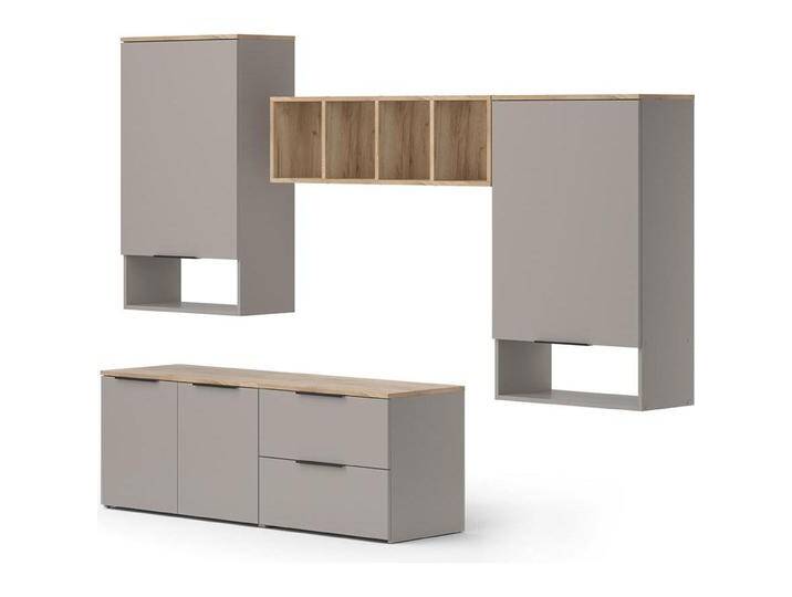 Vichy, Wohnwand, Wohnwand Wido, Greige/Sonoma, 5 Teile (60 x 100 x 30 cm) von Galaxus