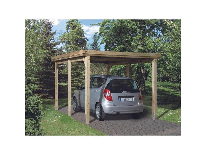 Weka Holzbau, Carport + Garage, Flachdach Einzelcarport 617 Gr.1 mit Trapezblech-Dach von Galaxus