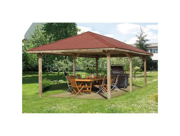 Weka Holzbau, Pavillon, Pavillon Gartenoase 651 D Gr.3 inkl. Dachschindeln (702 cm, 357 cm) von Galaxus