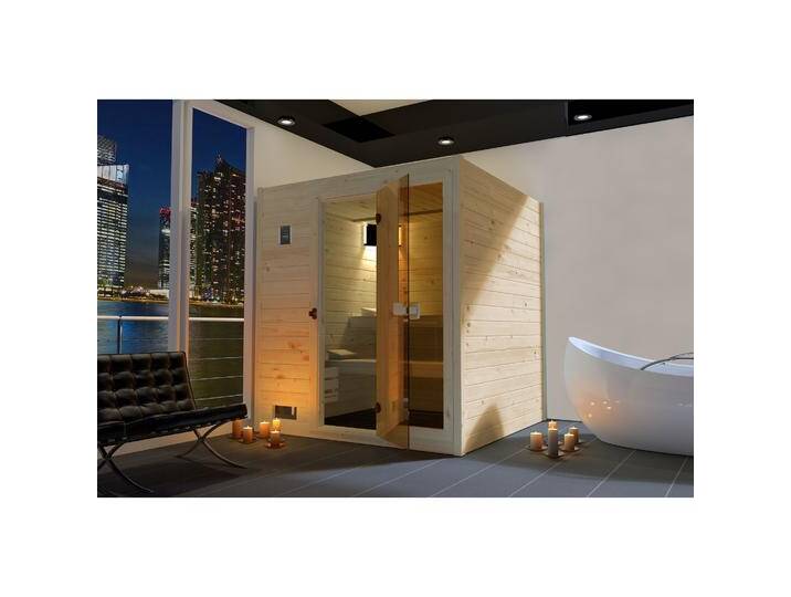 Weka Holzbau, Sauna, Massivholzsauna Weka Valida Plus inkl. 9 kW Ofen u. intergr.Steuerung mit Fenster undGanzglastre a (9 KW externe Steuerung) von Galaxus