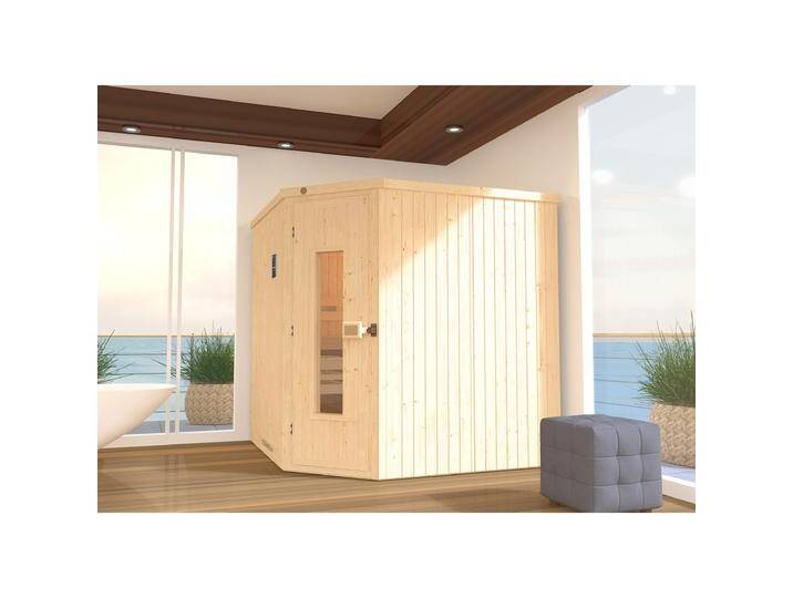 Weka Holzbau, Sauna, VARBERG 3-Eck-Element-Sauna, HT, inkl. BioS-Saunaofen mit Anschlusskabel und Spezialsauna von Galaxus