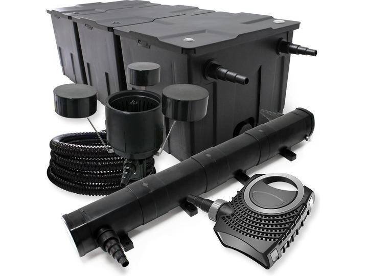 Wiltec, Brunnen + Gartenteich, Filter Set Bio Teichfilter 90000l 72W UVC Klärer Pumpe 25m Schlauch Skimmer 121 von Galaxus
