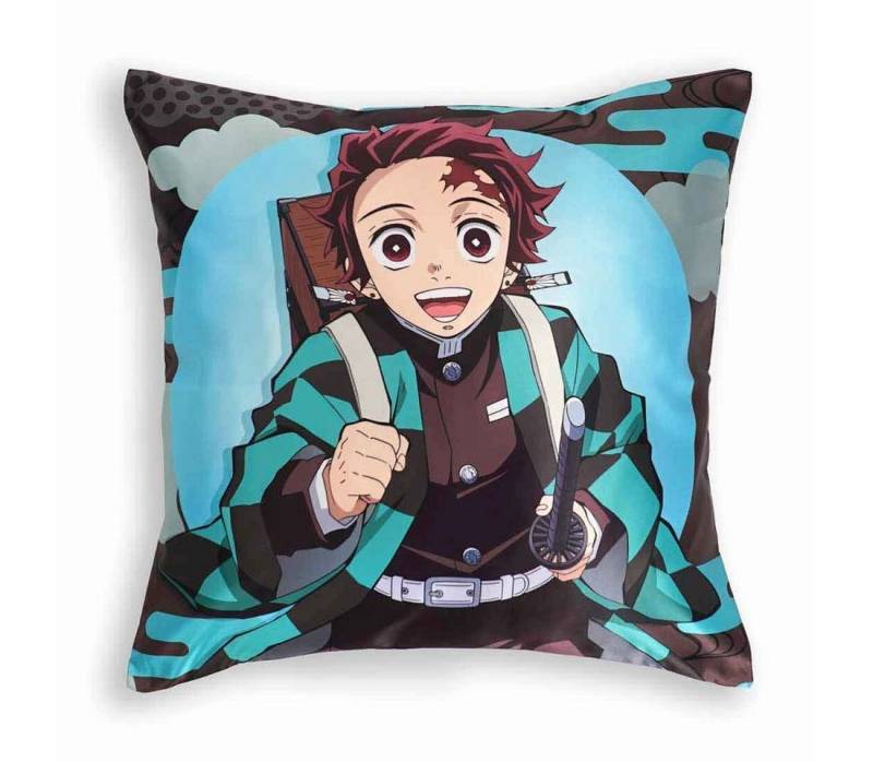 GalaxyCat Dekokissen Kimetsu no Yaiba Kissenbezug 50x50cm, Manga Kisse, Deko Kissenbezug mit Tanjiro Kamado von GalaxyCat