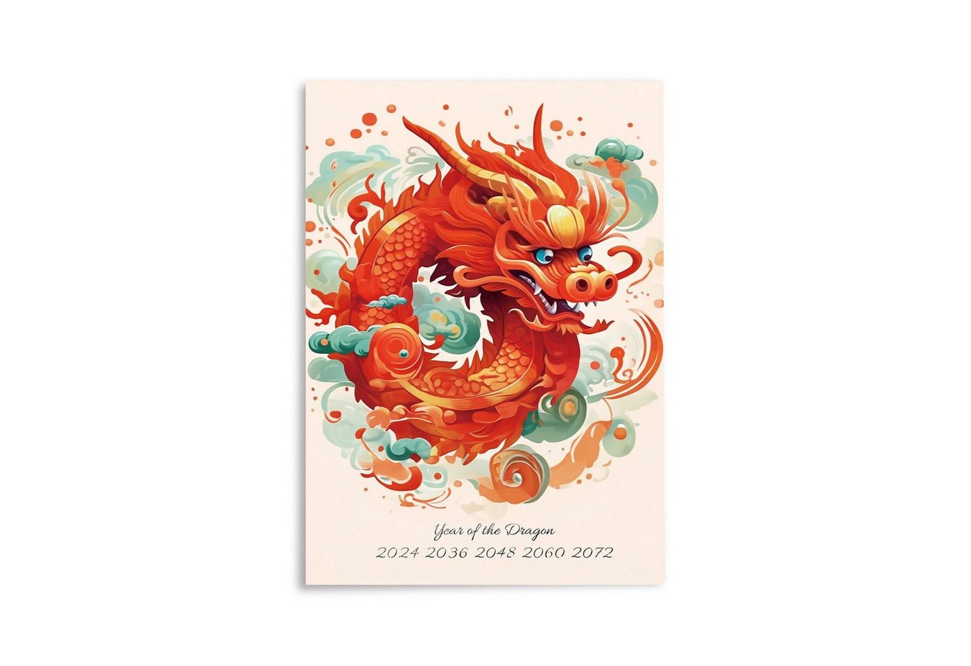 GalaxyCat Poster Chinesisches Neujahr Wandbild 2024, Jahr des Drachen Poster, 42x30cm, Jahr des Drachens (1 St), Chinesisiches Neujahr Bild von GalaxyCat