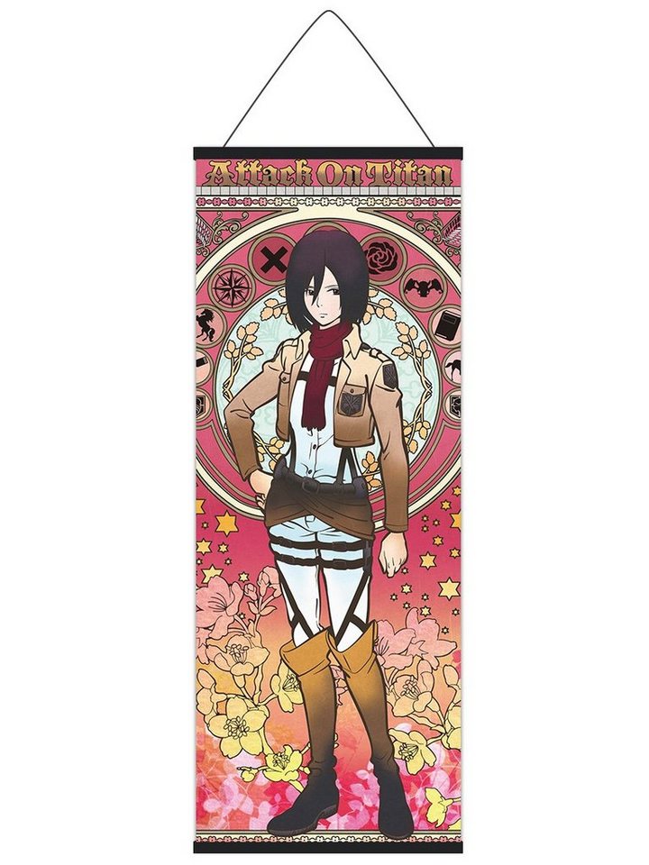 GalaxyCat Poster Großes Attack on Titan Rollbild, Kakemono aus Stoff, Poster 100x40cm, Mikasa Ackerman (B), Mikasa Ackerman Rollbild / Kakemono von GalaxyCat