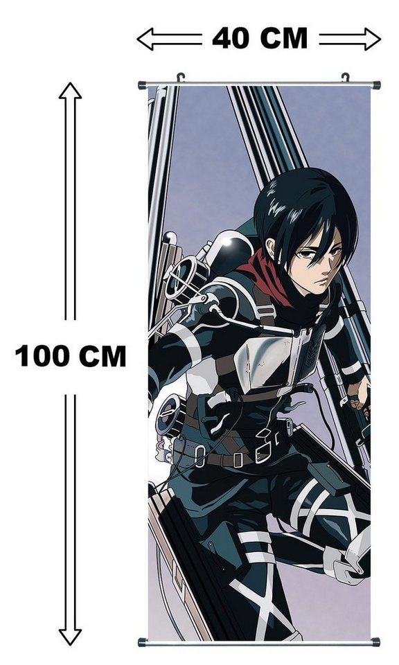 GalaxyCat Poster Großes Attack on Titan Rollbild, Kakemono aus Stoff, Poster 100x40cm, Mikasa Ackerman (C), Mikasa Ackerman Rollbild / Kakemono von GalaxyCat