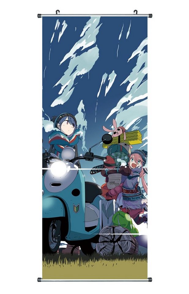 GalaxyCat Poster Großes Laid Back Camp Rollbild aus Stoff, Kakemono 100x40cm, Motiv:, Nadeshiko & Rin, Nadeshiko & Rin Rollbild / Kakemono von GalaxyCat