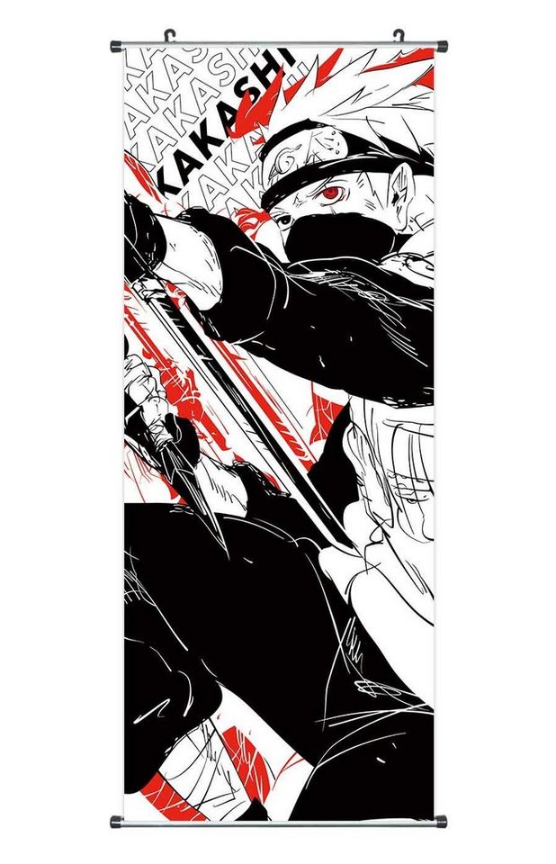 GalaxyCat Poster Großes Naruto Rollbild / Kakemono aus Stoff, Poster 100x40cm, versch, Kakashi Hatake (B), Kakashi Hatake Rollbild / Kakemono von GalaxyCat