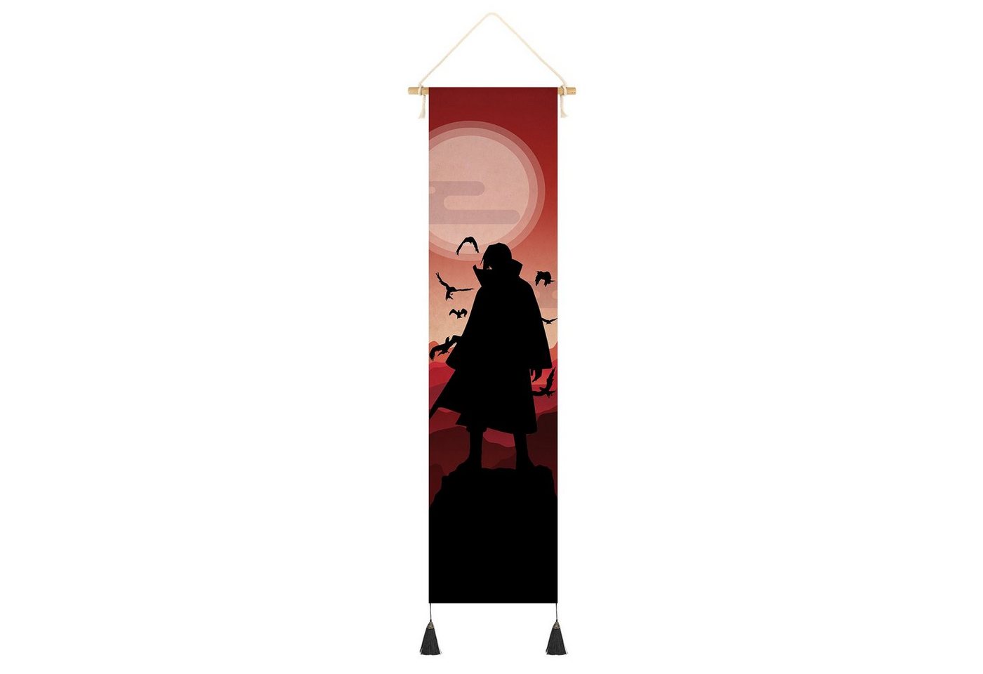 GalaxyCat Poster Hochwertiges Naruto Rollbild aus Stoff mit Schattenriss, Kakemono, Itachi Uchiha, Naruto Schattenriss Rollbild / Wallscroll von GalaxyCat