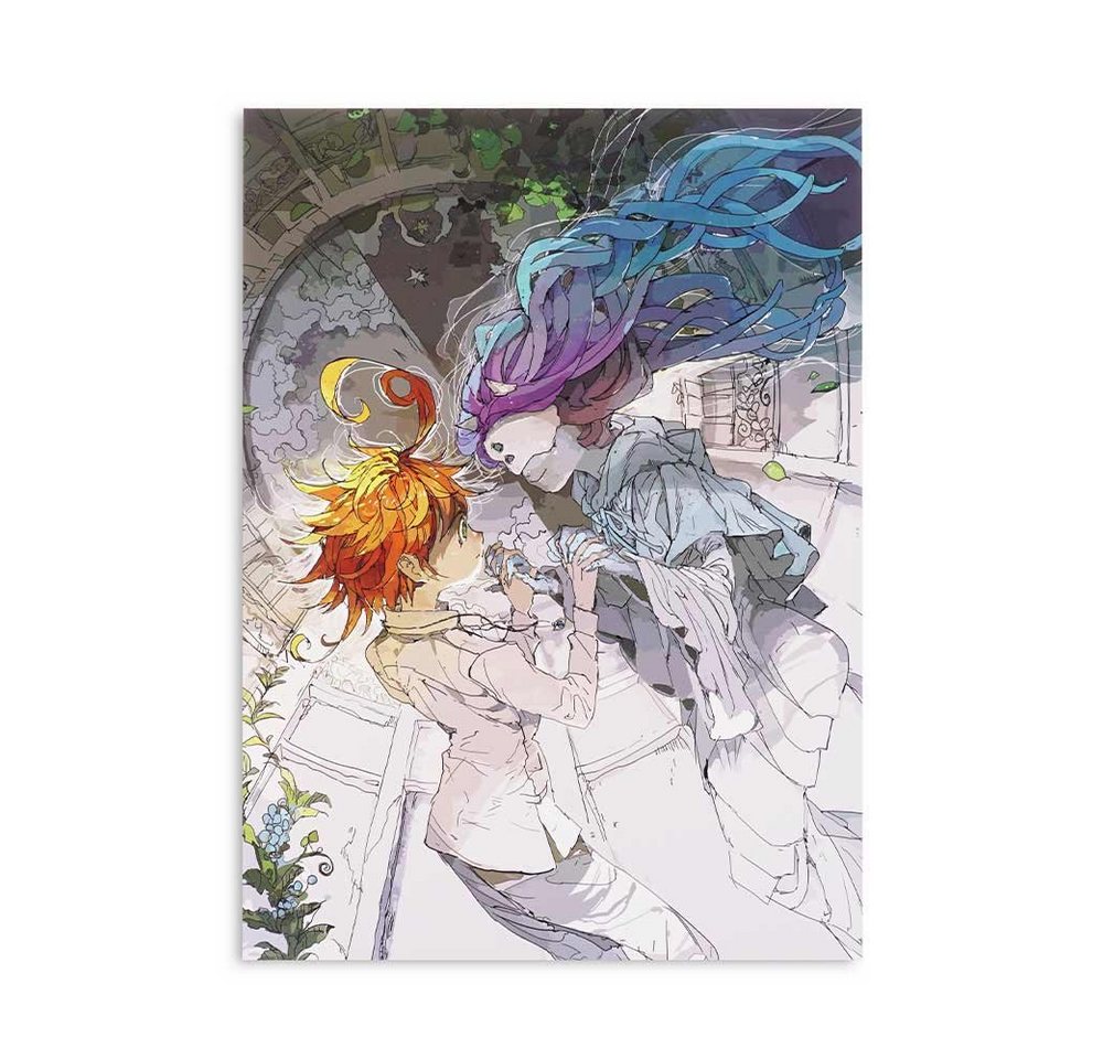 GalaxyCat Poster Hochwertiges The Promised Neverland Wandbild auf Hartschaumplatte, Mujika & Emma, Mujika & Emma Wandbild auf Hartschaumplatte von GalaxyCat