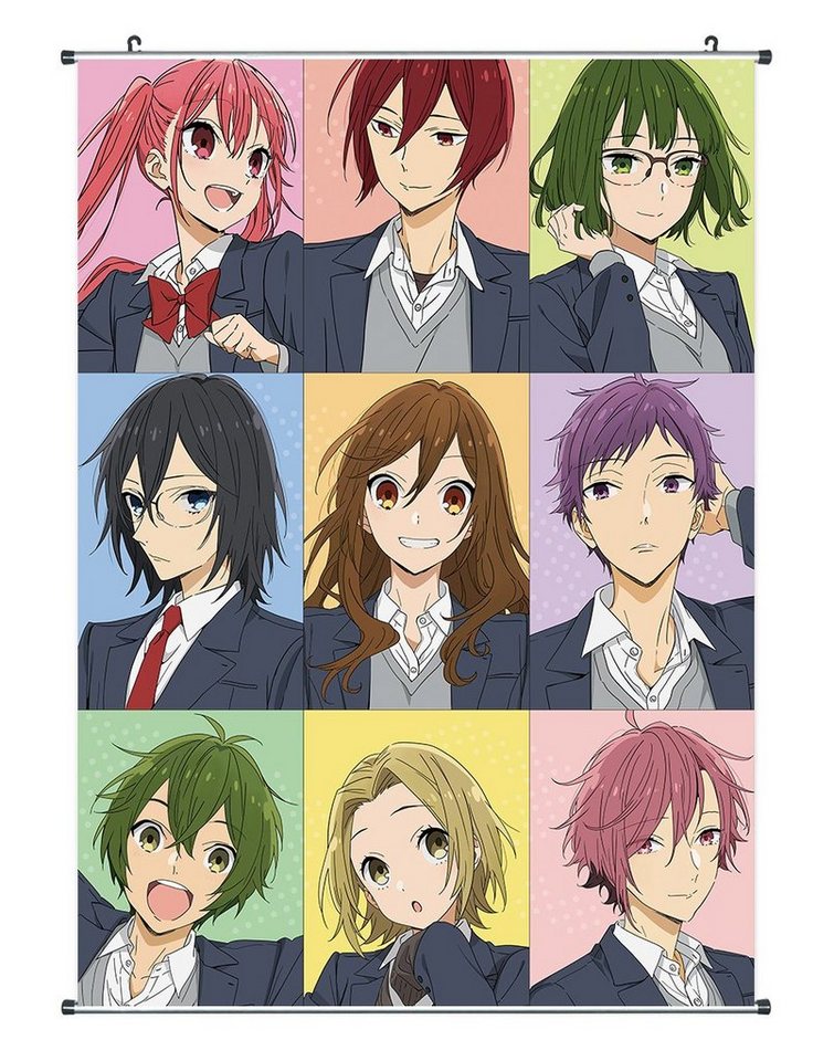 GalaxyCat Poster Hori-san to Miyamura-kun Rollbild aus Stoff, Kakemono 90x60cm, Motiv, Hori & Miyamura, Hori & Miyamura Rollbild / Kakemono von GalaxyCat