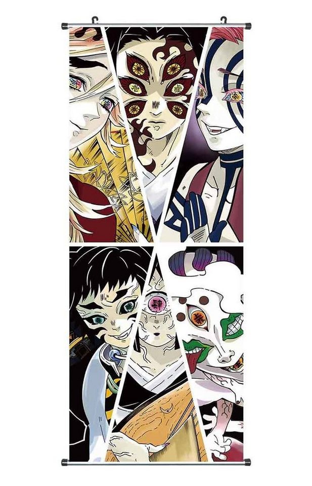 GalaxyCat Poster Kimetsu no Yaiba Rollbild, Kakemono aus Stoff, 100x40cm, Motive:, 12 Teufelsmonde, 12 Teufelsmonde Rollbild / Kakemono von GalaxyCat