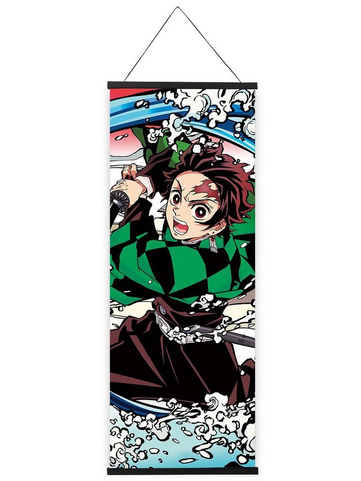 GalaxyCat Poster Kimetsu no Yaiba Rollbild aus Stoff, Kakemono 105x40cm, Demon Slayer, Tanjiro Kamado (A), Tanjiro Kamado Rollbild / Kakemono von GalaxyCat