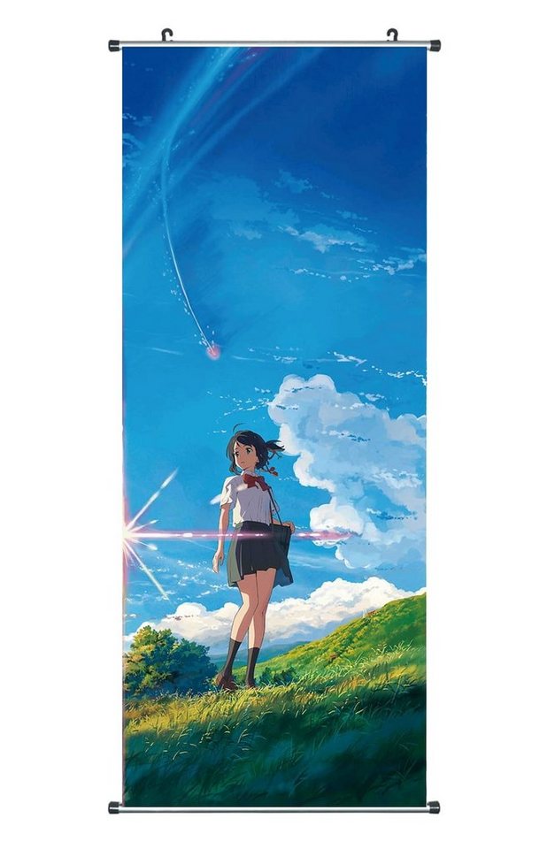 GalaxyCat Poster Rollbild für Your Name Fans, Kakemono aus Stoff, Poster 100x40cm, Mitsuha Miyamizu, Mitsuha Miyamizu Rollbild / Kakemono von GalaxyCat