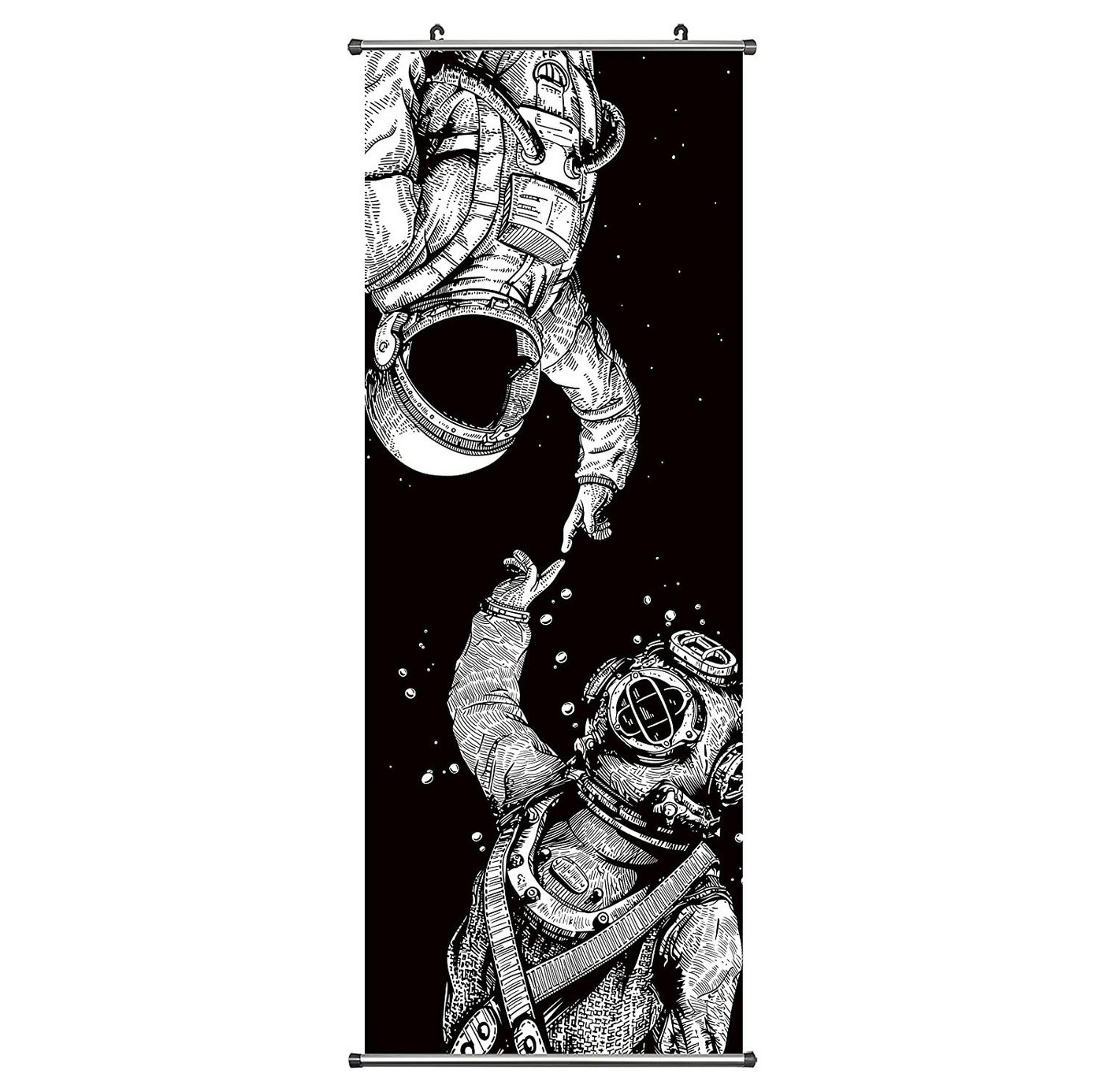 GalaxyCat Poster Weltall / Raumfahrt Kakemono, Rollbild aus Stoff 100x40cm, Motiv:, Astronaut & Aquanaut, Raumfahrt Rollbild / Wallscroll von GalaxyCat