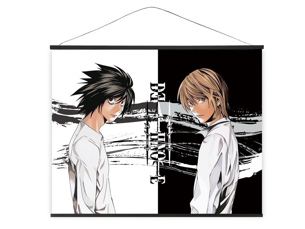 GalaxyCat Poster XXL Death Note Rollbild aus Stoff, Kakemono 100x81cm, Großes Anime, Light Yagami & Lawliet, Light Yagami & L Lawliet Rollbild / Kakemono von GalaxyCat