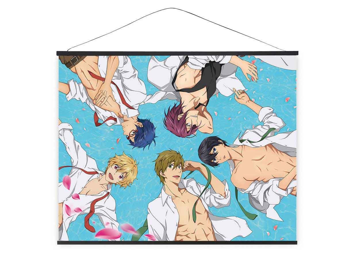 GalaxyCat Poster XXL Free! Rollbild aus Stoff, Kakemono 100x81cm, Großes Anime Wandbi, Iwatobi Swim Club, Iwatobi Swim Club Rollbild / Kakemono von GalaxyCat