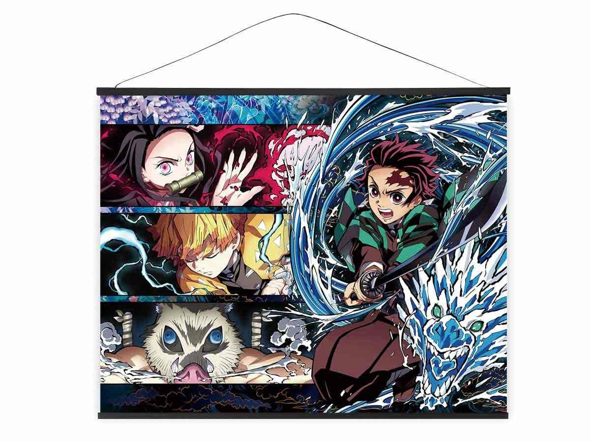 GalaxyCat Poster XXL Kimetsu no Yaiba Rollbild aus Stoff, Kakemono 100x81cm, Großes, Wasseratmung, Wasseratmung Rollbild / Kakemono von GalaxyCat