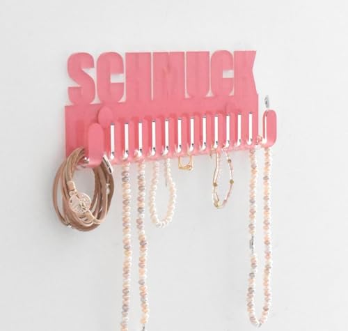 Schmuckhalter wand Design by GALEARA Kettenhalter mit Jewelry Schriftzug Schmuckaufbewahrung (Rosa) von Galeara design