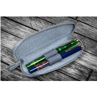 Leder Federmäppchen Duo Slim Mit Reißverschluss Für 2 Stifte - Crazy Horse Smoky von GalenLeatherCo