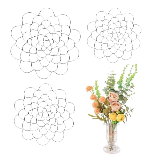 Galenecx 3 Stück Blumenretter Stielhalter, Gitterhalterung aus Metalldraht, Wiederverwendbare Blumengitterhalter, Pirale Stielhalter für Vasen, für Pflanzenbefestigung Blumensträuße Arrangements von Galenecx
