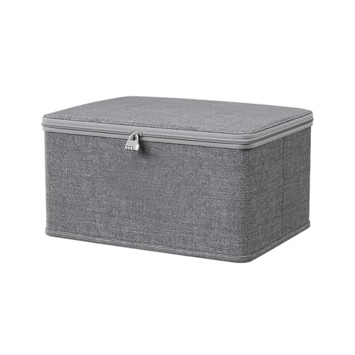 Galenecx AbschließBare Box, Aufbewahrungs Box mit Deckel Stoff 30 x 20 x 14cm, Faltbare Aufbewahrungsboxen, Kiste mit Zahlenschloss, für Bettwäsche,Kleidung,Spielsachen,Medikamenten von Galenecx