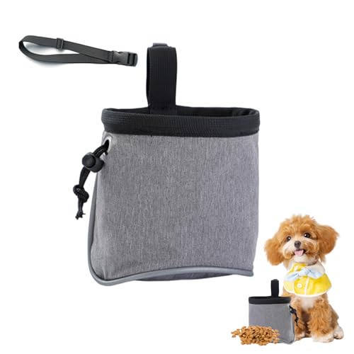 Galenecx Leckerlitasche für Hunde, Multifunktionaler Futtertasche Hundetraining, Snack-Belohnungstasche mit Verstellbarem Taillenband, für Hundetraining, Reisen, Outdoor-Gebrauch (grau) von Galenecx