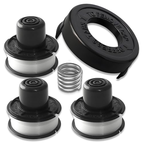 Rasentrimmer Ersatzspule Kompatibel mit Black und Decker GL250 GL310 GL360,Rasentrimmer Fadenspule Nylon (3 Rasentrimmer Spule + 1 Spulendeckel + 1 Frühling) von Galenkong