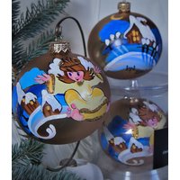 Kollektion 2018, Weihnachtsdekoration, Weihnachtskugel, Christbaumkugel, Handbemaltes Ornament, Kunst Handgemacht, Kugel, Weihnachten, Święta, Schnee von Galeriakpl