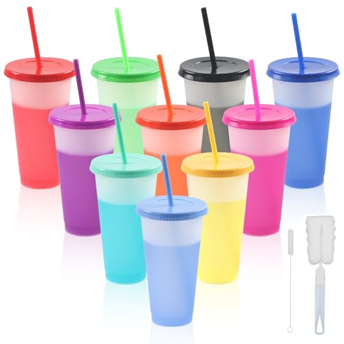 10 Stück Farbwechsel Becher, 710 ml Trinkbecher mit Deckel und Strohhalm, Wiederverwendbare Plastikbecher, Smoothie Kaffee Reisebecher Tasse Becher To Go Travel Mug Tumbler für Kinder Erwachsene 10 Stück Farbwechsel Becher, 710 ml Trinkbecher mit Deckel und Strohhalm, Wiederverwendbare Plastikbecher, Smoothie Kaffee Reisebecher Tasse Becher To Go Travel Mug Tumbler für Kinder Erwachsene von Galerie SV
