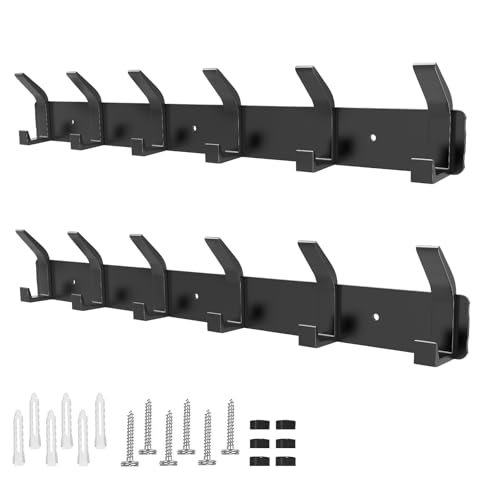 Kleiderhaken Wand, 2 Stück Garderobenhaken mit 6 Haken, Kleiderhaken Metall, Hakenleiste Garderobe für Schlafzimmer Bad Küche Garderobe Garderobenleiste Wandgarderobe (Schwarz) von Galerie SV