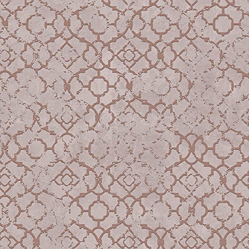 Galerie Emporium Aged Quatrefoil Tapete, Rosa/Roségold, 10 m x 53 cm, DWP0246-04 von Galerie