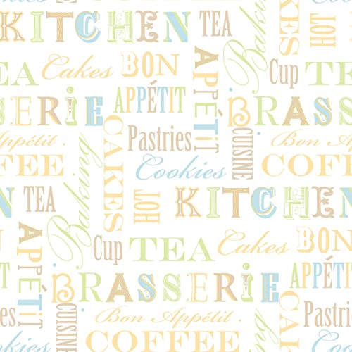 Galerie KC28541 Fresh Kitens 5 Kitchen Phrases Tapete, 10 m x 52,8 cm, Weiß/Gelb von Galerie