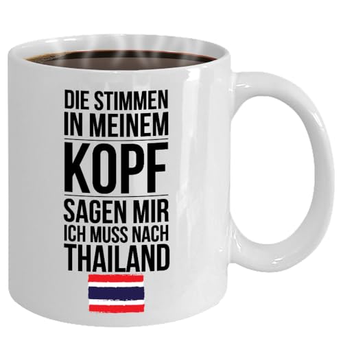 Lustige Tasse mit Spruch Ich muss nach Thailand Keramik 375ml Mama Papa Chef Kollegen von Galeriemode